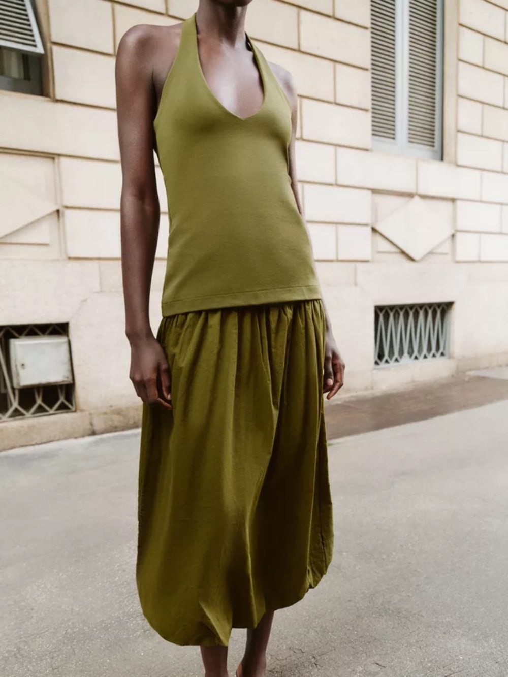 Zara NWT combination bubble dress green 5584/006
